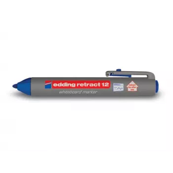 EDDING Retract 12 marker permanent, vârf daltă, lățime linie 1,5-3 mm, cerneală albastră, set de 10
