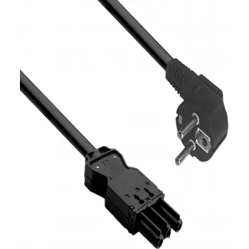HELOS Cablu de conectare la rețea GST18 compatibil CEE 7/7 ștecher cotit 90° la cuplaj negru 5,0 m
