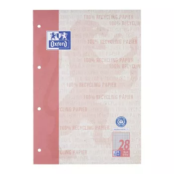 Oxford Schulblock Recycling DIN A4 50 Sheets Lineatur 28 Squared with Margin Head-Glued - A4