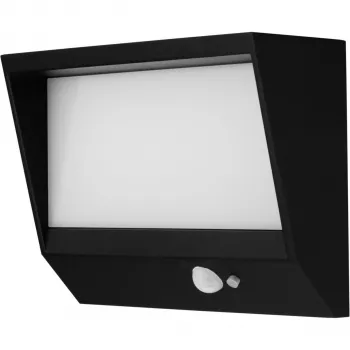 Lampă solară de perete LED REV Ritter Lumus 110 lm aluminiu neagră cu detector de mișcare 2022001300