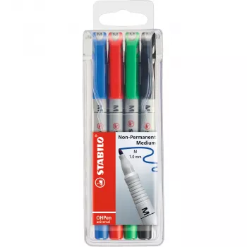 STABILO OHPen - 4 bucăți - negru - albastru - verde - roșu - rotund - mediu - 1 mm - cerneală pe bază de apă
