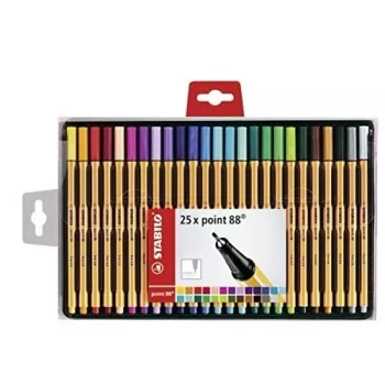 Set fineliner STABILO point 88 - 30 culori asortate - 0,4 mm - vârf din fetru cu manta metalică - cerneală pe bază de apă - corp hexagonal - capac ventilat - etui din carton