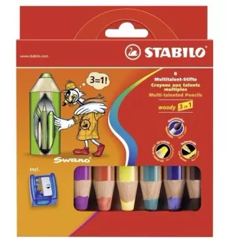STABILO woody 3 în 1 Multi set de 6 - culori asortate