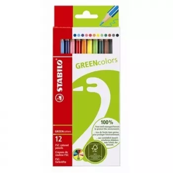 Creioane colorate STABILO GREENcolors - multicolore - 12 bucăți