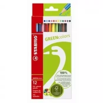 Creioane colorate STABILO GREENcolors - multicolore - 12 bucăți
