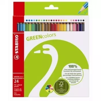 Creioane colorate STABILO Green Colors - 2 mm - set de 24
