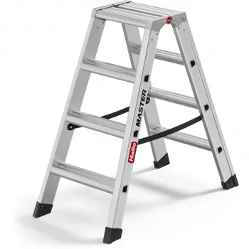 Scară cu trepte Hailo Master D100 2 x 4 - scară cu trepte din aluminiu cu două fețe, capacitate 150 kg, EN 131