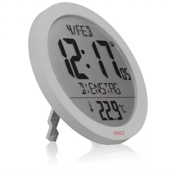 KIENZLE DCF Radio-Controlled Wall Clock with Room Temperature Display, White