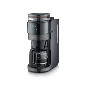 Cafetieră cu filtru SEVERIN KA 4830 cu râșniță și carafă din sticlă, 10 cești, 1000 W, negru/oțel inoxidabil