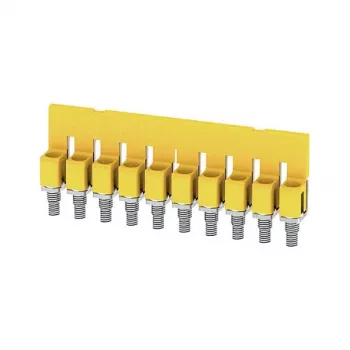 Conector transversal Weidmüller WQV 4/10, 10 poli, 4 mm², galben, poliamidă, UL 94 V-0, pachet de 20 bucăți