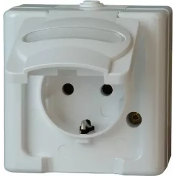 Priză Schuko HEINRICH KOPP 1 modul montaj aparent pentru mediu umed IP44 alb arctic 16A 250V (103302007)