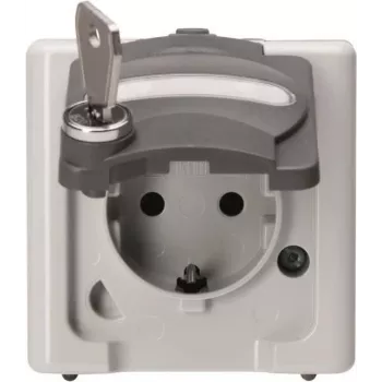 Priză Schuko HEINRICH KOPP 1 modul cu închidere de siguranță, montaj aparent, pentru mediu umed BLUE ELECTRIC gri (103656005)