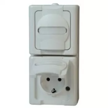 Priză dublă HEINRICH KOPP BLUE ELECTRIC montaj aparent IP44 alb arctic 2 module verticală (131402009)