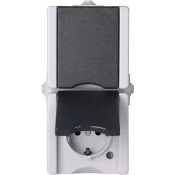 Priză etanșă montaj aparent HEINRICH KOPP proAQA 2 prize vertical IP44 gri 16A 250V tip F