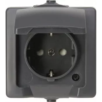 Priză Schuko HEINRICH KOPP NAUTIC 1 priză cu capac rabatabil, IP44, montaj aparent, gri
