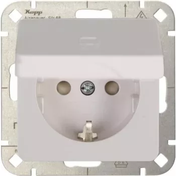 Priză Schuko Heinrich Kopp HK02 cu protecție sporită la atingere, alb pur (RAL 9010), montaj îngropat