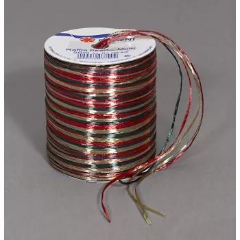 C.E. Pattberg Panglică cadou Raffia lucioasă roșu/maro/verde 3,0 mm x 50,0 m