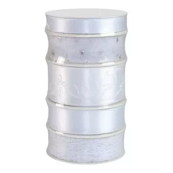 Set panglici cadou de nuntă C.E. Pattberg satin alb 15/25/40 mm x 5 role x 3 m