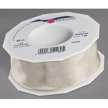Panglică cadou C.E. Pattberg LYON lucioasă crem 40,0 mm x 25,0 m