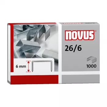 Novus Dahle Novus 26/6 Pachet de capse - 6 mm - 1000 capse - oțel zincat - argintiu