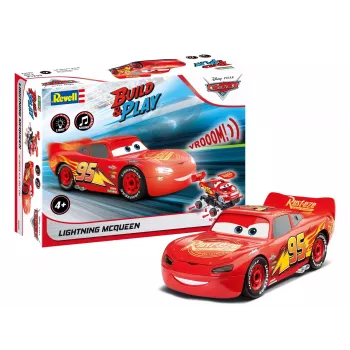 Revell Build & Play Disney Pixar Cars Lightning McQueen vehicul cu lumină și sunet, scară 1:20, kit de model de asamblat