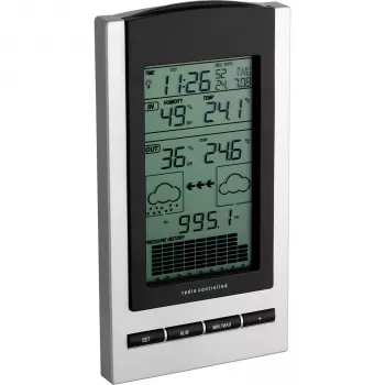 TFA Gaia stație meteo wireless cu LCD color, 433 MHz, radiocontrol DCF-77, neagră