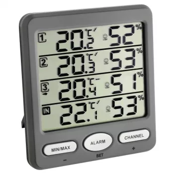TFA Dostmann Klima Monitor Termo-higrometru wireless de interior și exterior gri