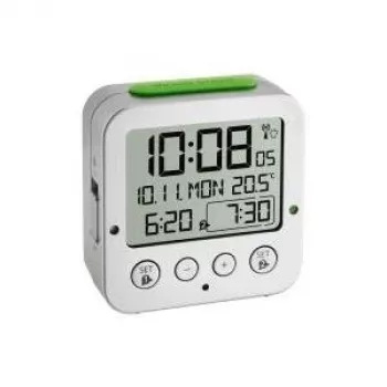 TFA 60.2528.54 Bingo ceas deșteptător radiocontrolat argintiu cu afișaj temperatură