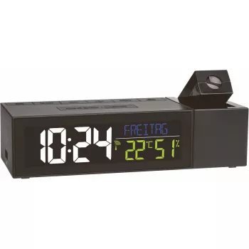 TFA 60.5014.01 ceas deșteptător radiocontrolat cu proiecție și climat interior SHOW, negru