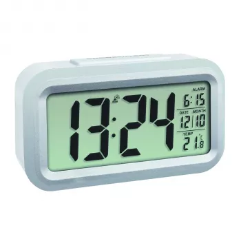 TFA ceas deșteptător radiocontrolat 60.2553.02 ceas deșteptător digital argintiu/alb