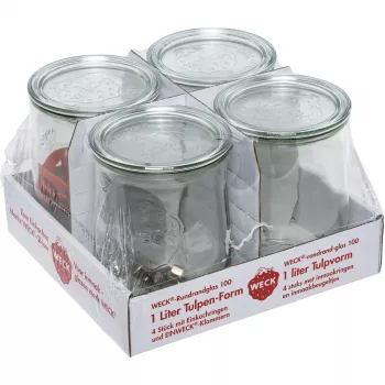 Set de 4 borcane WECK cu margine rotundă Tulip 1,0L