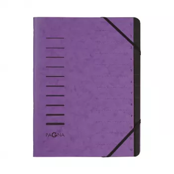 Mapă de ordonare Pagna 40059-10 cu 12 compartimente 1–12, A4, vinete