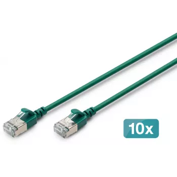 DIGITUS CAT 6A F-FTP Slim Patch Cable, Copper, LSZH, 1.5 m, Green