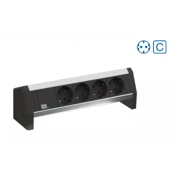 Priză multiplă Bachmann Desk 1 - 3 prize AC tip F - aluminiu/plastic - 324 mm - interior
