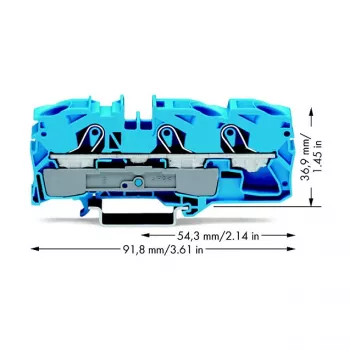 Bornă de trecere cu 3 conductoare WAGO 2016-1304, 16 mm², 800 V