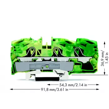Bornă de împământare cu 3 conductoare WAGO 2016-1307, 16 mm²
