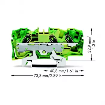 WAGO 2006-1307 3-Conductor Ground Terminal Block, 6 mm²