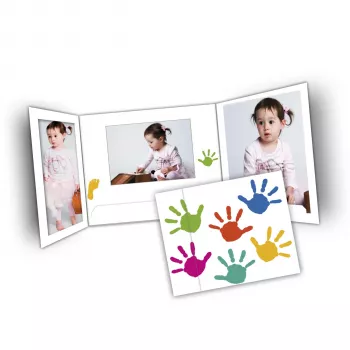 DAIBER mape portret foto Hands 13x18 cm, set de 25, alb cu design amprentă de mână multicolor