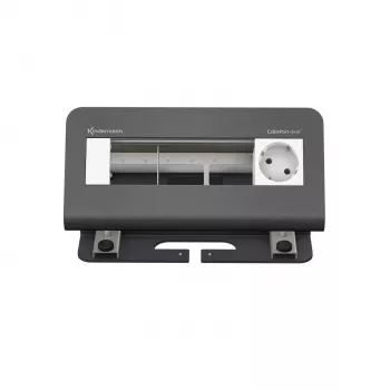 Panou de conectare pentru birou Kindermann CablePort desk² 4 ori - 4 prize Schuko, 2x RJ45 Cat.6A, 2x USB-A, 1x HDMI, 1x USB-C, negru