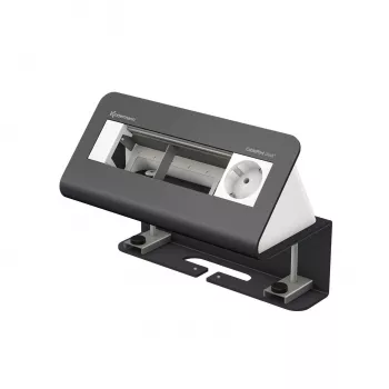 Panou de conectare pentru birou Kindermann CablePort desk² 4 ori - 4 prize Schuko, 2x RJ45 Cat.6A, 2x USB-A, 1x HDMI, 1x USB-C, negru