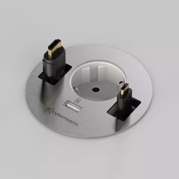 Unitate de conectare pentru masă Kindermann CablePort table³ montaj îngropat, argintiu