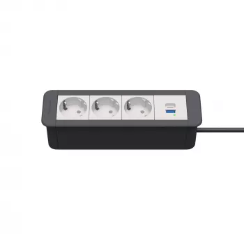 Modul de conectare pentru birou Kindermann CP Office Frame 4 module cu 3x prize Schuko și 1x port de încărcare USB-A (7551000223)