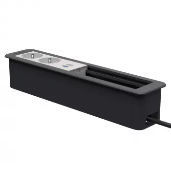 Kindermann CP Office Frame 6 căi cu 2x alimentare și 1x funcție de încărcare USB, argintiu