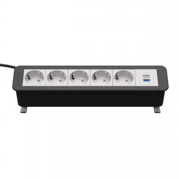 Prelungitor Kindermann CP Office Desk 5x Schuko 1x USB-A 3m negru