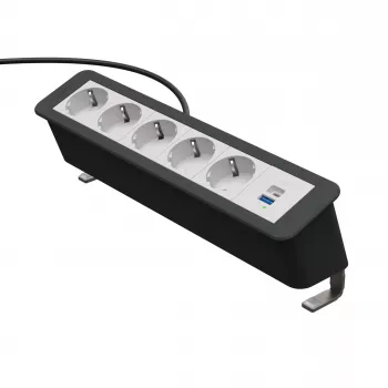 Prelungitor Kindermann CP Office Desk 5x Schuko 1x USB-A 3m negru