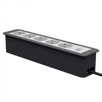 Kindermann CP Office Frame 6 căi 5x priză 1x încărcător USB-A negru (7551000325)