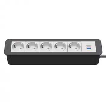 Kindermann CablePort Office Frame 6 căi 5x Schuko 1x USB-C PD 60W argintiu