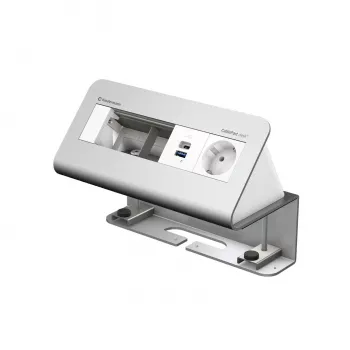 Kindermann CablePort desk² 4 căi 1x priză Schuko 1x încărcare USB-A argintiu