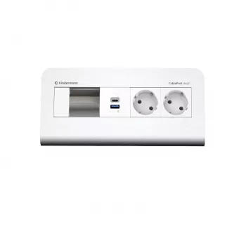 Panou de conectare pentru birou Kindermann CP desk² 80 4 sloturi 2x alimentare USB