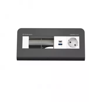 Kindermann CP desk² 80 Panou de conectivitate pentru birou cu 4 module, cu 1x priză și 1x USB-A, argintiu/negru